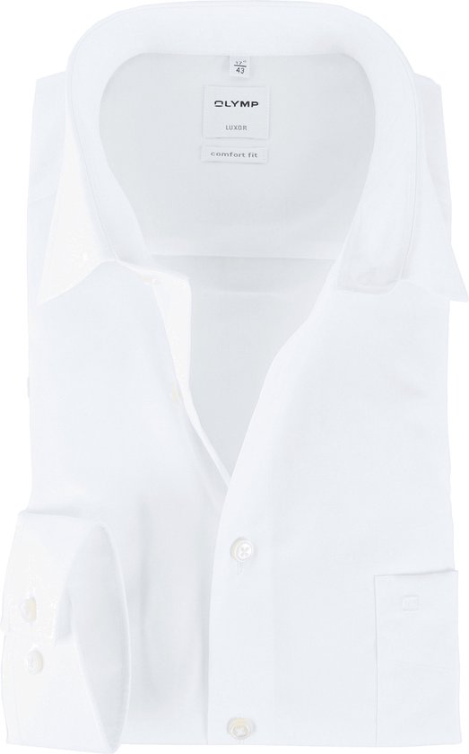 OLYMP Luxor comfort fit overhemd - wit - Strijkvrij - Boordmaat: 40