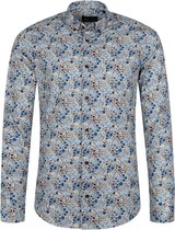 Suitable - Overhemd BD Dessin Blauw - M - Heren - Slim-fit