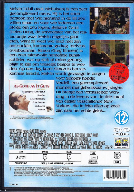 AS GOOD AS It Gets DVD, 1999 PAL Region 4 Jack Nicholson Helen Hunt Brand  New $11.95 - PicClick AU