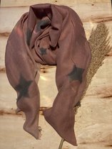 Roze Sjaal met Grijze Sterren - Katoen - Scarf -  Wintersjaal