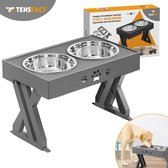 Tensfact® Voerbak Hond & Kat Dubbele Voerbak voor Honden en Katten – Geschikt voor Hondenvoer, Kattenvoer, Hondensnacks & Kattensnoepjes – Grijs