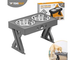 Tensfact Voerbak Hond - Dubbele Voerbak voor Honden – Geschikt voor Hondenvoer, Hondensnacks – Grijs