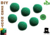 Bob Online ™ – 6 Stuks – Donker Groen - 30mm Groot Ronde Gehaakte Houten Kralen met ca. 7mm Gaatje – Donker Groen - Houten Gehaakte Kralen - Rijgkralen - Kralen Rijgen - Hobby Gehaakte Kralen - DIY Dark Green 30mm Hemu Wood Crochet Beads