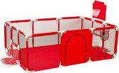 REPEAK Playpen Met Voetbalveld - Speelbox - Ballenbak - 0 tot 6 jaar - Baby’s - Peuter/Kleuter - Spelen - 231x128x104 - Rood