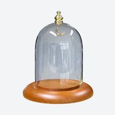 Glazen Zakhorloge Stolp met Lichtbruin Houten Voet - Gouden Knop