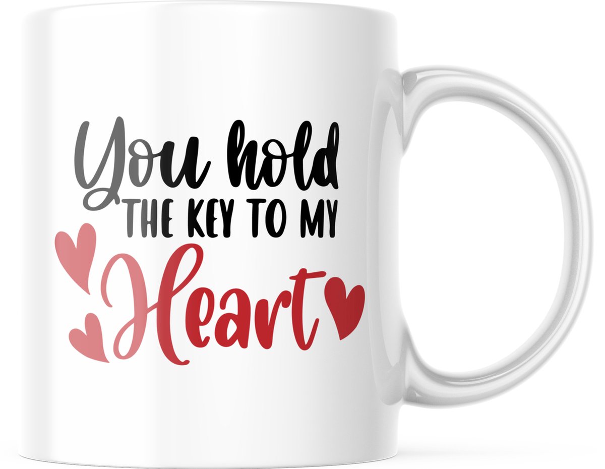 Valentijn Mok met tekst: You hold the key to my Heart | Valentijn cadeau | Valentijn decoratie | Grappige Cadeaus | Koffiemok | Koffiebeker | Theemok | Theebeker