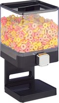 Relaxdays Mueslidispenser, afzonderlijk, muesli & snoep, kunststof, HBT: 31x16,5x18,5 cm, vierkant, cerealdispenser, zwart
