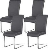 Furnibella - Eetkamerstoel 4-delige set schommelstoelen cantileverstoelen keukenstoel gestoffeerde stoel, 135 kg belastbaar grijs