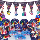 Us - Verjaardag - Versiering - Set - Feest - pakket - ballonnen - Kinder feest - XXL - Among - Feestpakket - Decoratie -Taart - Topper - Slingers - Borden -Bekers -Balloon - Ballon
