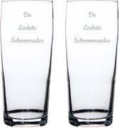 Gegraveerde bierfluitje 19cl De Leukste Schoonvader-De Leukste Schoonmoeder