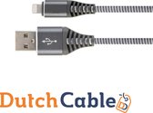 Dutch Cable Premium Series - Iphone - Lightning - oplaad kabel - 1 meter - Apple iPhone XR / XS Max / XS / 8 (Plus) / 7 / 6 + voor Apple iPad 9.7 (2018 / 2017) / Pro / Mini / 2/3/4 - Grijs wi