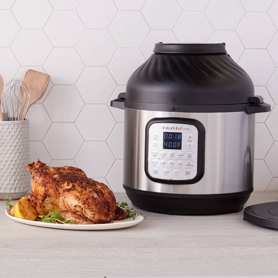 Instant Pot Duo Crisp 7,6L multicooker met airfryer - Snelkoken, sauteren, stomen, slow cook, sous vide, warmhouden, air fry, roosteren, bakken, braden en dehydrateren.