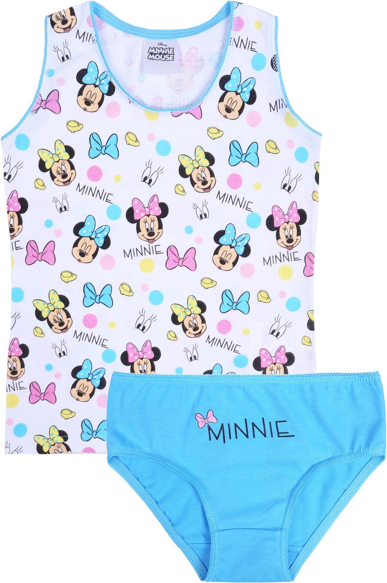 Blauw-wit ondergoedset, T-shirt + slipje - Minnie Mouse DISNEY / 104 cm