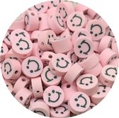 30 stuks kralen smiley roze 10mm
