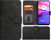 Hoesje Motorola Moto E30/ Moto E40 - Bookcase - Pu Leder Wallet Book Case Zwart Cover