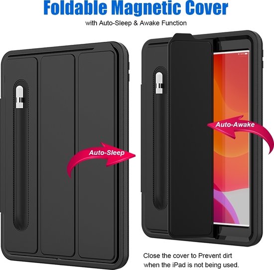 Mobigear Tri-Fold Folio - Coque Apple iPad 7 (2019) Etui + Porte-crayon -  Noir 566726-2 