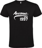 Zwart  T shirt met  "Awesome sinds 1997" print Wit size XL