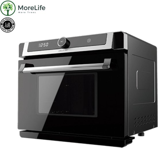 MoreLife Bak & Stoom Oven - Minioven - Mini Oven - Compacte Oven - Stoomoven - 3000 Combi - 3-in-1 Oven - 30 L - 2200W - 7 Functies - Zwart
