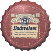 Mancave Wandbord - Bierdop Budweiser Authentiek  - Metaal - 35 cm