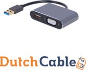DutchCable Ultra series - USB-A naar HDMI VGA adapter - USB A- HDMI - VGA - USB-A HDMI - USB-A VGA - 2 in 1 type-a to VGA en HDMI hub - 4K Type A to HDMI converter - Macbook - Chro