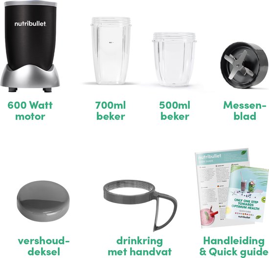 Nutribullet Original Blender - 600 Watt - 8-delig - Zwart