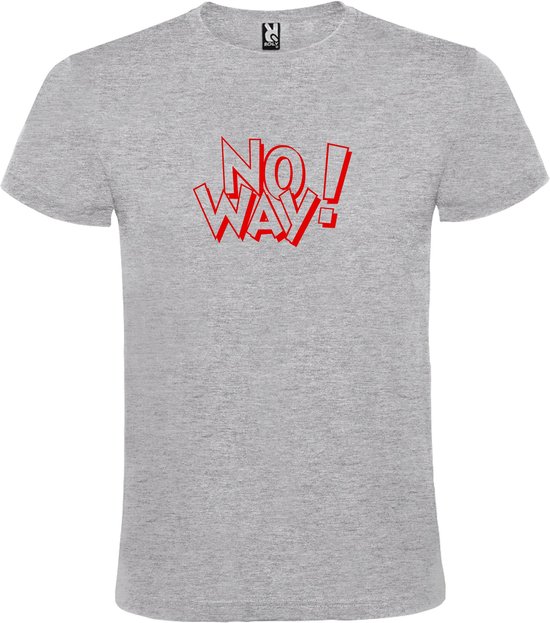 Grijs T-shirt ‘No Way!’ Rood Maat S