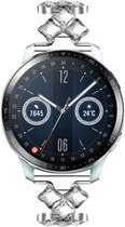 Steel diamond smartwatch bandje - geschikt voor Huawei Watch GT / GT 2 / GT 3 / GT 3 Pro 46mm / GT 2 Pro / GT Runner / Watch 3 / Watch 3 Pro - zilver