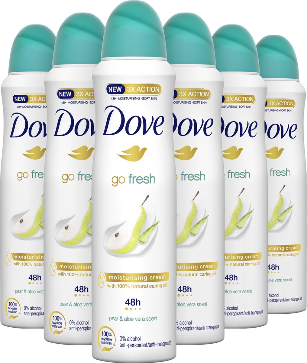 Goedkoopste Dove Go Fresh Pear & Aloë Vera Anti-transpirant Deodorant - 6 x 150 ml - Voordeelverpakking