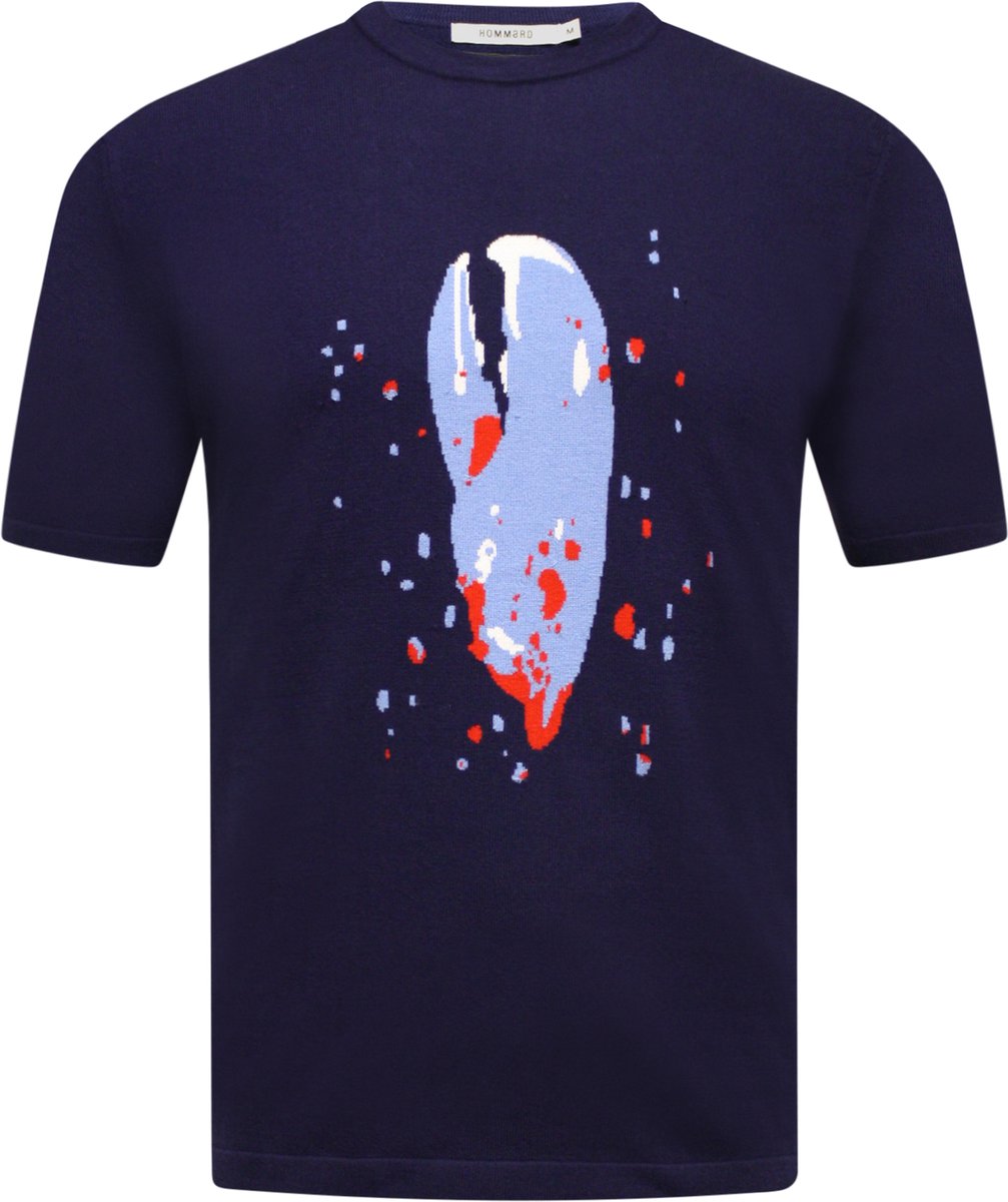 Hommard Crew Neck T-Shirt met Lobster Claw Intarsia maat Small