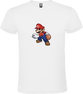 Wit T-shirt met Super Mario met Basketbal grote print size S