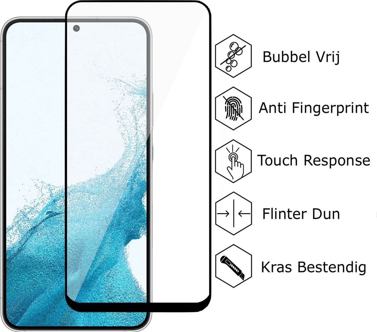 Geschikt voor Samsung S22 Screenprotector - Gehard Glas Full Screen Protector