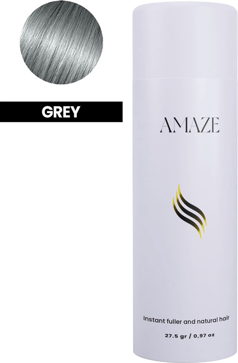 Amaze Haarpoeder voor Kaalheid (Man/Vrouw) - Keratine Haarvezels Grijs - 27.5 gram - Haaruitval