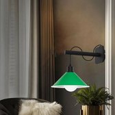 Moderne industriële zwarte wandlamp hout blaker montage metalen groene kegelvorm schaduw indoor lichtpunt voor kelder, slaapkamer, kantoor aan huis
