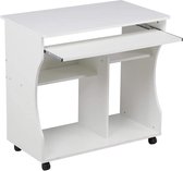 Mobiel bureau computertafel werktafel pc-tafel kantoormeubel met 4 legplanken wit