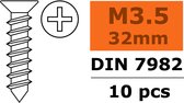 Revtec - Zelftappende verzonkenkopschroef - 3,5X32mm - Gegalvaniseerd staal - 10 st