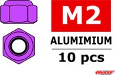 Team Corally - Aluminium zelfborgende zeskantmoer - M2 - Paars - 10 st