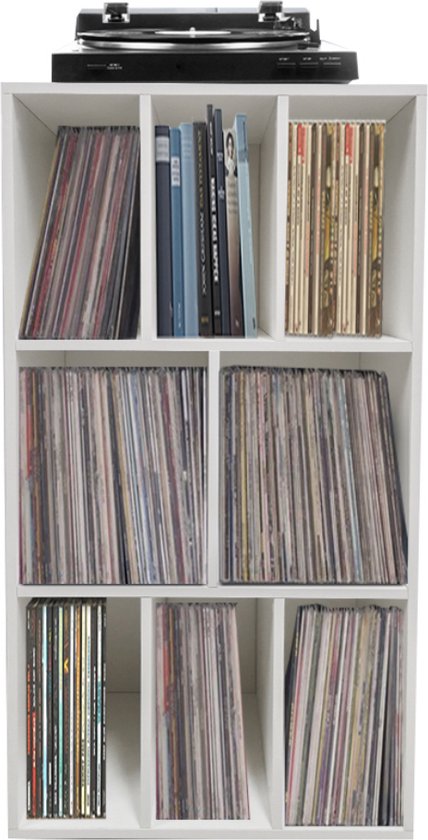 Vinyl lp platen opbergkast - opbergen lp vinyl platen - boekenkast - 2 vakken - grijs beton