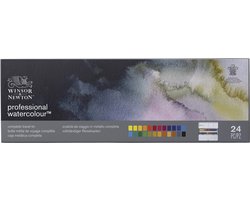 Winsor & Newton 0190553 Professional Water Colour 24 x halve nap Complete Travel Tin Set