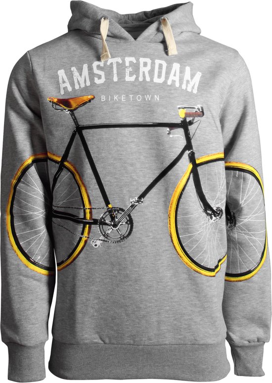 Fox Originals Hoodie All over Bike Heren & Dames Amsterdam Capuchon Trui Katoen Grijs M - Fox Originals