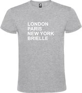 Grijs t-shirt met " London, Paris , New York, Brielle " print Wit size XXXXL