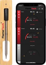FlameTech® | De ultieme draadloze vleesthermometer met 50m bereik | Voor Oven, Grill, BBQ, Pannen & Rotisserie | Temperatuurmeter met bluetooth app