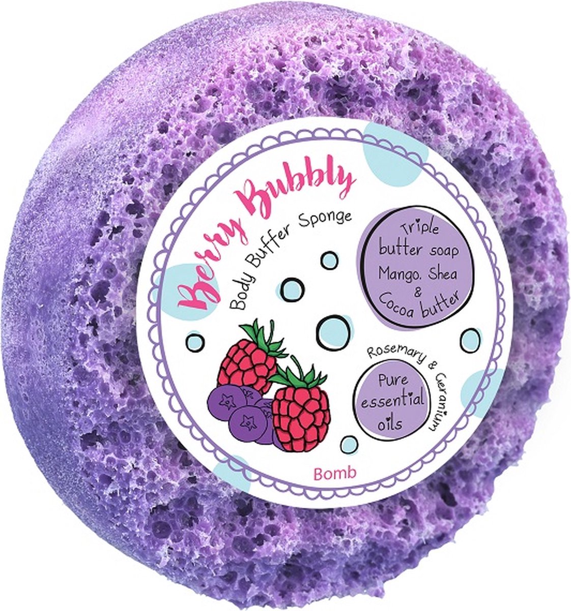 Goedkoopste Bomb Cosmetics - Berry Bubbly - Body Buffer - Shower Sponge - 190gr.