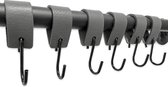 Brute Strength - Leren S-haak hangers - Grijs - 12 stuks - 12,5 x 2,5 cm – Zwart zilver – Leer - handdoekhaakjes - Ophanghaken – kapstokhaak