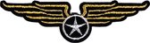 Airforce Aviator Wings Ster Strijk Embleem Patch 9.8 cm / 3 cm / Goud Wit Zwart