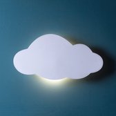 Lights4fun wandlamp, witte fleece, met warmwitte leds Nuvola Wit