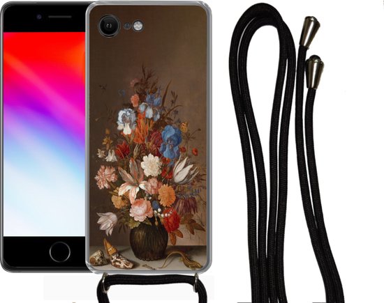 Cordon téléphonique - Chaîne téléphonique - Coque avec cordon iPhone 7 - Nature morte aux fleurs - Art - Maîtres anciens - Siliconen - Bandoulière - Coque pour téléphone avec cordon