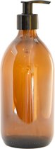 Groeikruid® Zeeppompje Vrijstaand | Zeepdispenser Zwart | 500 ml Amber glas met Plastic Pompkopje | Navulbaar
