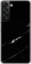Geschikt voor Samsung Galaxy S22 Plus hoesje - Marmer print - Zwart - Natuurstenen - Siliconen Telefoonhoesje