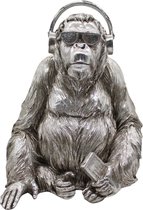 Gorilla music deco object silver , decoratie beeld gorilla muziek zilver , gorilla muziek 27.5X25.5X35.5 CM