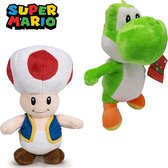 Yoshi + Toad Super Mario Bros Pluche Knuffel Set 30 cm | Nintendo Plush Toy | Speelgoed knuffelpop voor kinderen | Mario, Luigi, Toad, Donkey Kong, Yoshi, Bowser, Peach